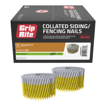 2-1/2" 15° Wire Hot Dipped Galvanized Exterior Ring Shank Siding Nails 3000-Pack