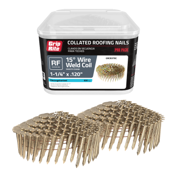 1-1/4 in. x 0.120 15-Degree Smooth Shank Electrogalvanized Wire Weld Coil Roofing Nails 600 per Box