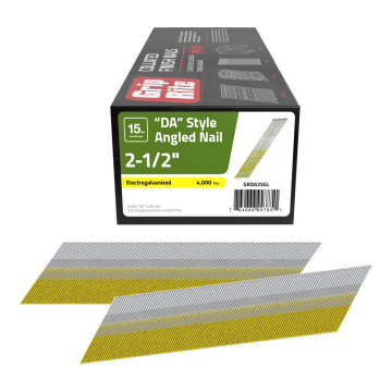 2-1/2" 15GA Electrogalvanized “DA” Style Angled Finish Nails 4000 Pack