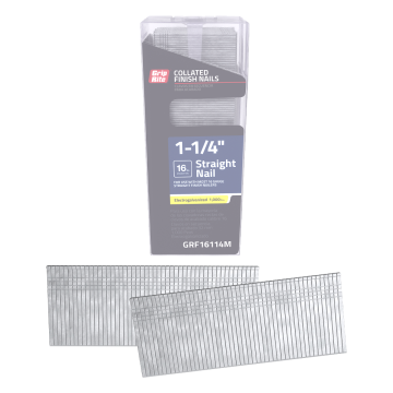 1-1/4" 16GA Electrogalvanized Smooth Shank Brad Nail 1000-Pack Grip-Rite 