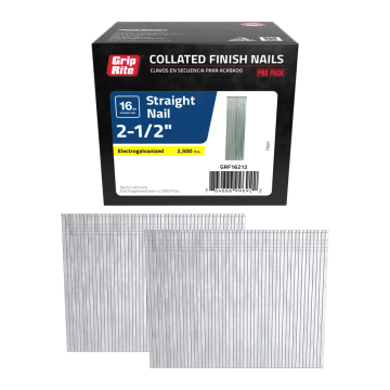 2-1/2" 16GA Electrogalvanized Smooth Shank Brad Nail 2500-Pack Grip-Rite 