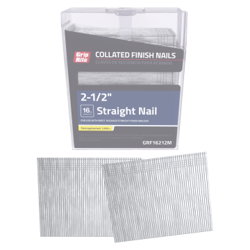2-1/2" 16GA Electrogalvanized Smooth Shank Brad Nail 1000-Pack Grip-Rite 