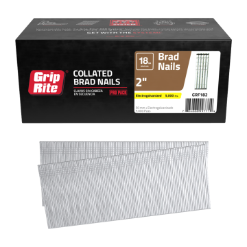 2" 18GA Electrogalvanized Smooth Shank Brad Nail 5000-Pack Grip-Rite 