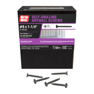1-1/4" X #6 Self-Tapping Phillips Bugle Head Fine Thread Drywall Screw 5lb Box