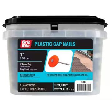 1" x 12GA Plastic Round Cap Roofing Nail 3,000-Pack