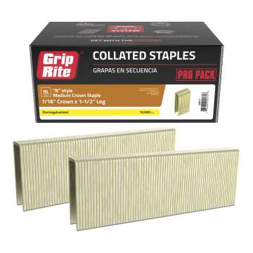 7/16" X 1 1/2" Elecrogalvanized Staple Grip-Rite 10K-Pack