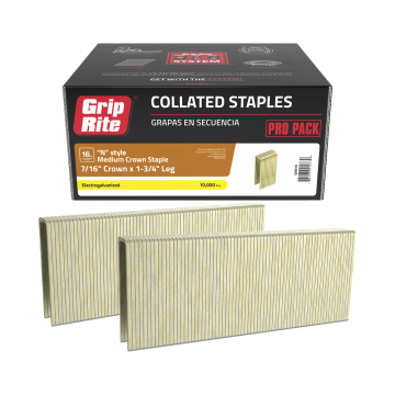 7/16" X 1 3/4" Elecrogalvanized Staple Grip-Rite 10K-Pack
