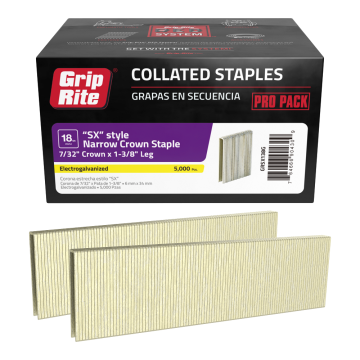 7/32" X 1 3/8" Electrogalvanized "SX" Style Narrow Crown Staple Grip-Rite 5000-Pack
