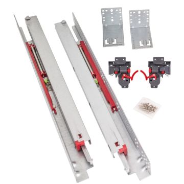 18" HR Max Standard Duty Soft-close 100 lb Full Extension Undermount Slide Kit Drawer Guide 