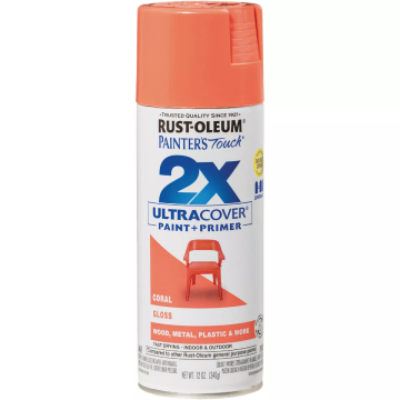 Rust-Oleum Painter's Touch 2X Ultra Cover 12 Oz. Gloss Paint + Primer Spray Paint, Coral