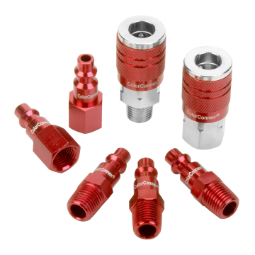 ColorConnex 1/4" Red Interchange Coupler & Plugs Type D 7 Piece