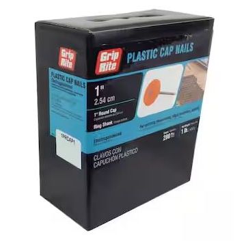 1" x 12GA 2-penny Electrogalvanized Ring Shank Roofing Nails with Plastic Cap 1 lb. Box