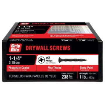 Grip Rite 1-1/4" Black Fine Thread Drywall Screws