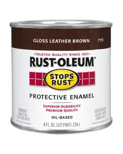 1/2 Pt Rust-Oleum 7775730 Leather Brown Stops Rust Protective Enamel