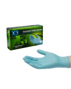 X-Large Ammex X348100 Blue Gloveworks Nitrile Industrial Latex Free Disposable Gloves, 3-Mil, 100-Pack