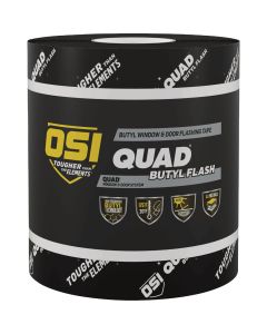 OSI QUAD 6 In. x 75 Ft. Butyl Flash Self-Adhering Flexible Flashing Tape, Black Roll