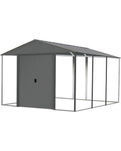 Arrow Ironwood 10 Ft. x 12 Ft. Galvanized Steel Hybrid Shed Kit, Anthracite