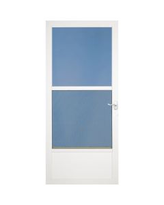 Larson Classic 36 In. W x 81 In. H x 1-1/4 In. Thick White Self-Storing Aluminum Storm Door with Matching Lever Handle