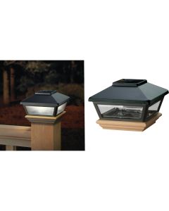 Deckorators 4 In. x 4 In. Black Solar Post Cap with Cedar Base