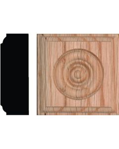 House of Fara 7/8 In. x 2-1/2 In. Unfinished Red Oak Rosette Block