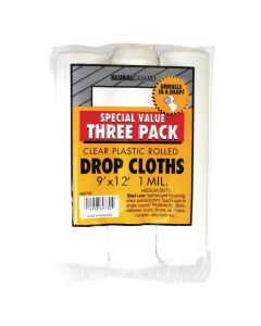 9' x 12' Premier 69730 Global Guard Plastic Dropcloth 1-Mil, 3-Pack