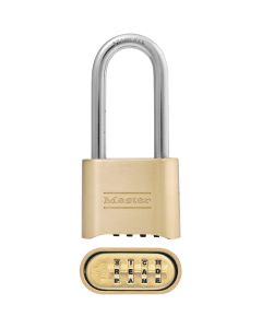 Master Lock 2 In. Zinc Brass Colored Alpha Long Shackle Combination Padlock