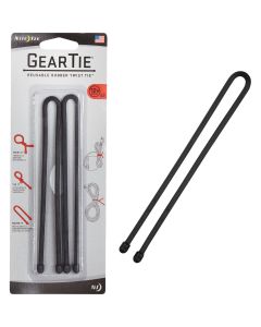 Gear Tie 12 In. Reusable Rubber Twist Tie - Black (2-Pack)