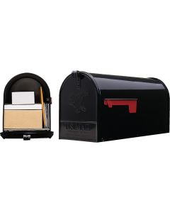 Gibraltar Elite T2 Large Black Steel Rural Post Mount Mailbox