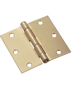 National 3 In. Square Satin Brass Door Hinge