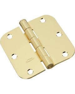 3-1/2 In. x 5/8 In. Radius Polished Brass Door Hinge (3-Pack)