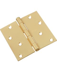 National 4 In. Square Satin Brass Door Hinge