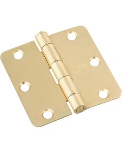 National 3 In. x 1/4 In. Radius Satin Brass Door Hinge