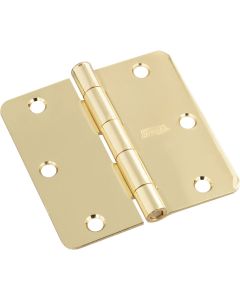 National 3-1/2 In. X 1/4 In. Radius Polished Brass Door Hinge (3-Pack)