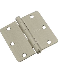 National 3-1/2 In. X 1/4 In. Radius Satin Nickel Door Hinge (3-Pack)