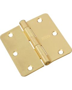 National 3-1/2 In. x 1/4 In. Radius Satin Brass Door Hinge