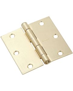 National 3-1/2 In. Square Satin Brass Door Hinge (3-Pack)