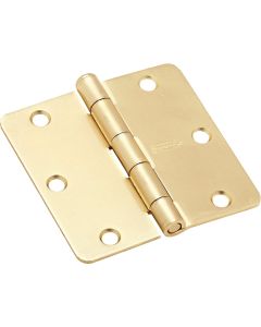 National 3-1/2 In. x 1/4 In. Radius Satin Brass Door Hinge (3-Pack)