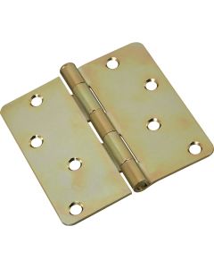 National 4 In. x 1/4 In. Radius Satin Brass Tone Door Hinge