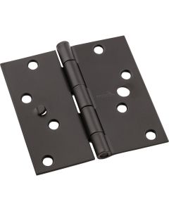 National 4 In. Oil Rubbed Bronze Square Door Hinge, (3-Pack)