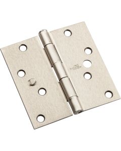 National 4 In. Satin Nickel Square Door Hinge, (3-Pack)