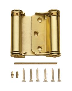 National 3 In. Satin Brass Double-Acting Spring Door Hinge