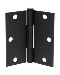 National Hardware Squeak Guard 3-1/2 In. Matte Black Hinge with Square Corner (3-Count)