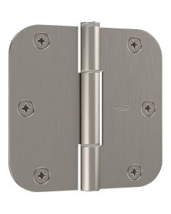 National Hardware Squeak Guard 3-1/2 In. Satin Nickel Hinge with 1/4 In. Radius (3-Count)