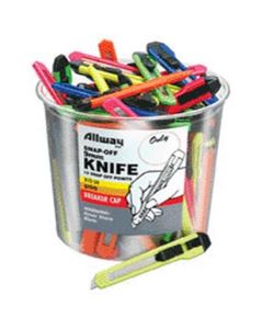 9mm Allway K13-50 Neon K-Series 13-Point Snap-Off Knife, 50-Pack Bucket