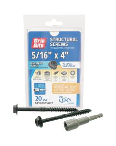 Grip-Rite PrimeGuard Plus 5/16 In. x 4 In. Hex Washer Head Structural Screw (20-Count)