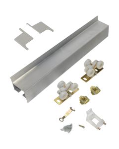 Johnson Hardware Mill Aluminum Steel Wall Mount Barn Door Hardware Kit