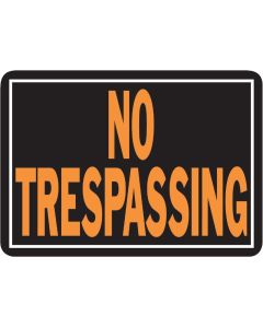 Hy-Ko 10x14 Day-Glo Black/Orange Aluminum Sign, No Trespassing