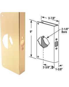 Defender Security 1-3/8 In. x 2-3/8 In. Brass Door Reinforcer