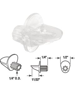 Prime-Line 1/4 In. Dia. x 11/16 In. L. Clear Butyrate Shelf Support (8 Count)