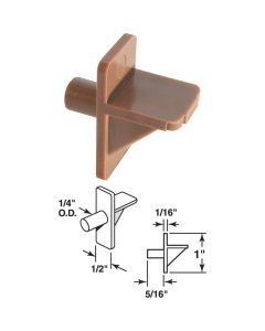 Prime-Line 1/4 In. Brown Plastic Shelf Support (8-Count)